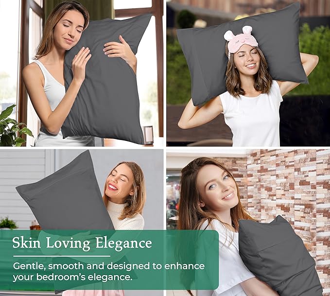Royale Linens Grey Pillowcase Set Of 12 - Standard 20"x26" Bed Pillow Cover - 1800 Brushed Microfiber - Wrinkle & Fade Resistant - Bulk Pillow Case - Hotel Quality Pillow Case 12 Pack (Standard, Grey)