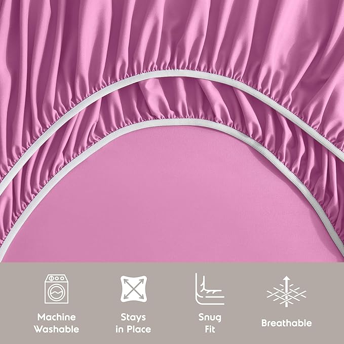 Nestl California King Sheet Set - 1800 Ultra-Soft Microfiber Cal King Bed Sheets - Double Brushed - Deep Pockets - Easy Fit - 4 Piece Set - Bed Sheets (California King, Light Pink)