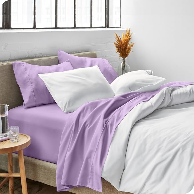 Bare Home Split King Sheet Set - 1800 Ultra-Soft Microfiber Bed Sheets - Double Brushed - Deep Pockets - Easy Fit - 5 Piece Set - Bedding Sheets & Pillowcases (Split King, Lavender)