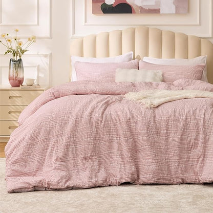 BEDELITE Blush Pink Twin Comforter Set - 2 Peices Boho Tufted Jacquard Bedding Comforter Sets, Lightweight Soft & Warm Twin Bedding Sets with 1 Pillowcase for All Season