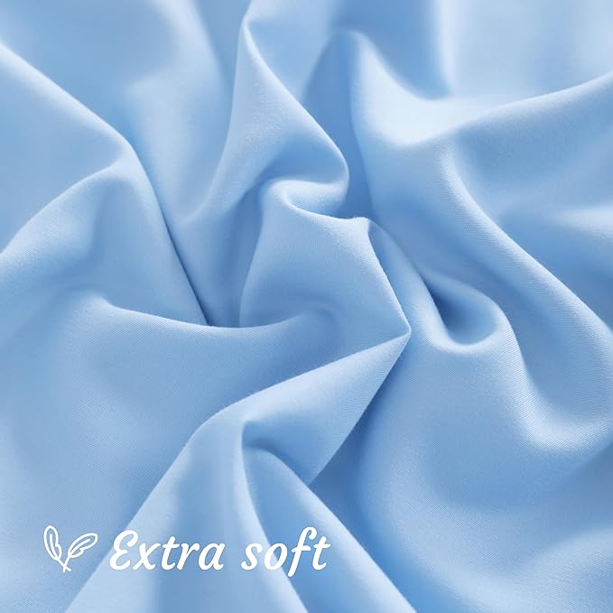 NTBAY Toddler Pillow Cases Set of 2, 2 Pack Brushed Microfiber 14x20 Pillow Cases, Soft, Wrinkle, Fade, Stain Resistant Sky Blue Pillow Cases with Envelope Closure, 14x20 Inches, Sky Blue
