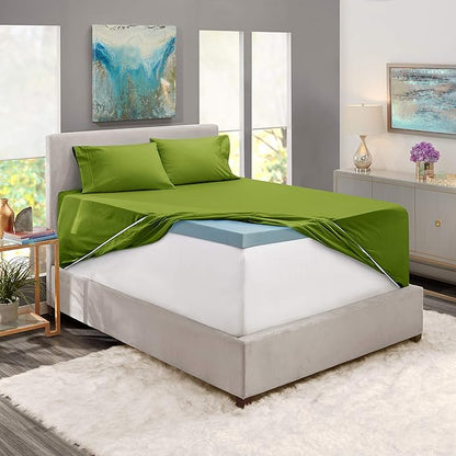 Nestl Twin XL Size Sheet Set, 4 Piece Extra Deep Pocket (18-24 inches), Microfiber, Hotel Luxury, Soft, Breathable, Wrinkle-Free, Easy to Care, Calla Green