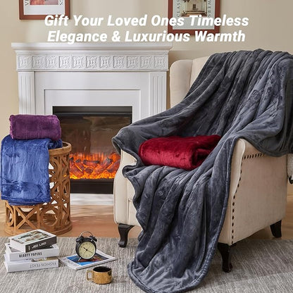 Electric Heated Blanket Queen Size 84''x90'' Soft Flannel & Sherpa Electric Blanket with 10 Heating Levels, Automatically Shut Down After 8h with Overheat Protection Machine Washable