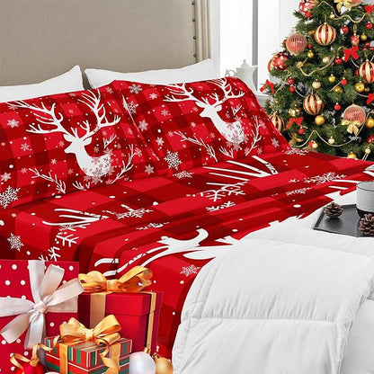 YIYEA Christmas King Size Pillow Cases Set of 2, Ultra Soft Double Brushed Microfiber Pillowcases King, Christmas Bed Pillow Covers, Fade Resistant, Easy Slip-On (20"x36")