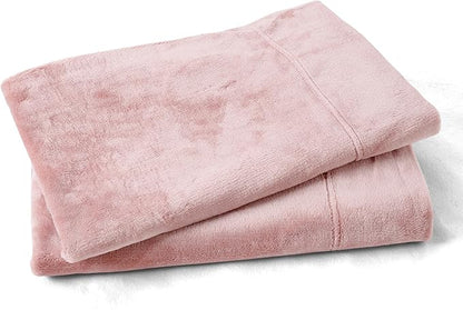 Velvet Queen Pillowcases Standard Size of 2 Pack, Ultra Soft Breathable Pillow Cases with Flap Closure for Bed, Luxury Fuzzy Warm Flannel Velvet Pillow Covers, No Insert (Queen 20x30, Light Mauve)