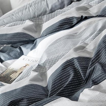 mixinni Comforter Twin XL College Dorm Modern 3 Piece Striped Pattern Comforter Set Men Boys for All Seasons, 1 Fluffy Comforter and 2 Pillowcases-Twin XL Size