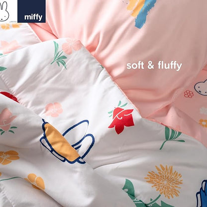 Miffy Bedding Set, Queen Size 7-Piece Super Soft Fluffy Reversible Comforter & Sheet Set with Sham, (100% Officially Licensed Product) By Franco Collectibles