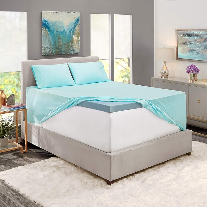 Nestl Twin XL Size Sheet Set, 4 Piece Extra Deep Pocket (18-24 inches), Microfiber, Hotel Luxury, Soft, Breathable, Wrinkle-Free, Easy to Care, Light Blue