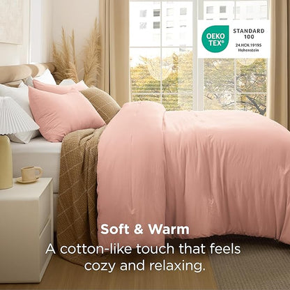 Bedsure Queen Comforter Set, Blush Pink Soft Prewashed Bedding for All Seasons, 3 Pieces GentleSoft™ Bed Set, 1 Lightweight Comforter (90"x90") and 2 Pillowcases (20"x26")