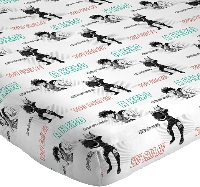 Jay Franco Kids Sheet Set with Fitted, Flat Sheets & Pillow Cover - Ultra-Soft Bedding with Pillowcase for Room Decor, White - My Hero Academia, 4 Piece Full