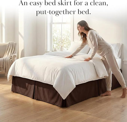 Southshore Fine Living, Inc. 14 Inch Bed Skirt King Size - Pleated Dust Ruffle for King Size Bed 14 Inch Drop - Fade Resistant Bedskirt, Wrinkle Free, Double Brushed Microfiber - Chocolate Brown