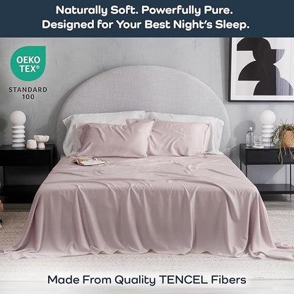 Olive + Crate Tencel Lyocell Eucalyptus California King Sheets - Cooling Tencel Sheets for Hot Sleepers with 18 Inch Deep Pocket Fit - Dusk 4-Piece Set
