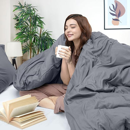 Utopia Bedding Duvet Cover Twin Size - 2 Piece with Zipper Closure - 1 Comforter Cover 68X90 Inches & 1 Pillow Sham 20X26 Inches (Grey) Comforter Not Included