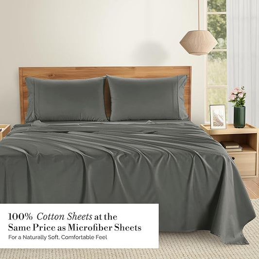 Casa Platino Twin XL Sized Sheets – 4 Piece Twin XL Size Sheets Set, Soft & Breathable, With 15 Inch Deep Pocket Fitted Sheet, Cozy Cooling Sheets, Perfect for Daily Use & Machine Washable – Dark Grey