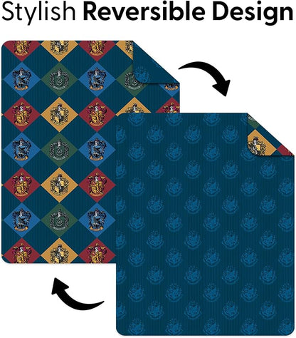 Warner Bros Harry Potter House Crest Sampler Quilted Throw Blanket, Wizarding World Design, Adults Boys Girls, Soft Lightweight Bedding for Bed, or Couch, 60 x 80 inches