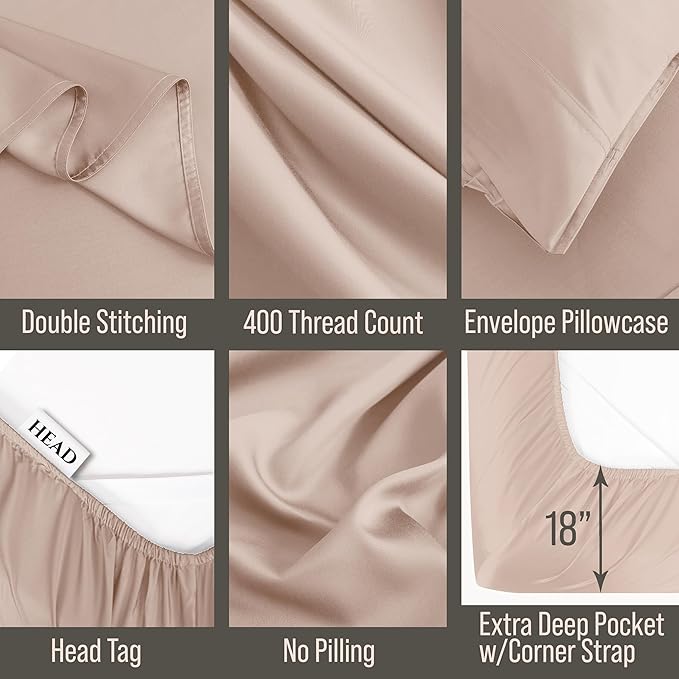 Bella Coterie 6 Piece Luxury Bamboo Viscose California King Size Sheet Set | 100% Organically Grown | Cooling for Hot Sleepers | 18" Deep Pocket | Soft & Hypoallergenic | 4 Pillowcases [Dusty Rose]