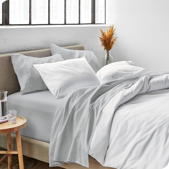 Bare Home Full Sheet Set - 1800 Ultra-Soft Microfiber Full Bed Sheets - Double Brushed - Deep Pockets - Easy Fit - 4 Piece Set - Bedding Sheets & Pillowcases (Full, French Grey)