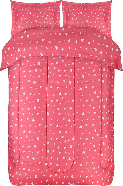 Utopia Bedding Heart Pink Kids Comforter Set with 2 Pillow Shams, 3 Piece Soft Microfiber Twin Bed Comforter with Pillow Shams, Printed Kids Bedding for Boys and Girls, Breathable,Easy Care
