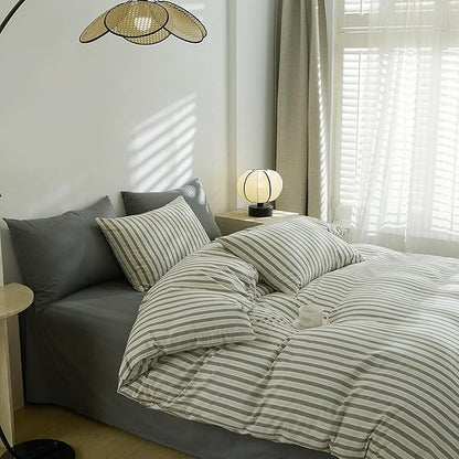 EAVD Striped Comforter Set Twin XL Grey White Stripes Bedding Set for Boys Women Men Reversible Striped Bedding Set for All-Season Modern Geometric Comforter Set Soft Fluffy