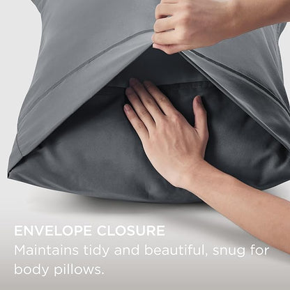 Bedsure 20x54 Body Pillow Case Cover - Dary Grey Brushed Microfiber Long Pillow Cases for Body Pillow, Ultra Soft and Cozy Pillowcase with Envelope Closure for Kids, Wrinkle, Fade Resistant, 1 Pack
