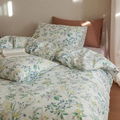 Floral Comforter Twin XL Down Alternative Light Weight Bedding Set Cute Soft Cotton Girls Bedding Comforter Sets Flower Fluffy Boho Cozy Bed Comforter with 2 Pillowcases