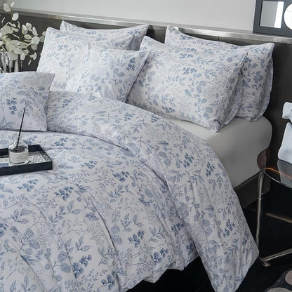 Floral Comforter Set Twin 2 Pieces Soft Bedding Comforter Set Garden Style Chic Blue Floral Print Botanical Flower Comforter for All Seasons 1 Comforter and 1 Pillowcases