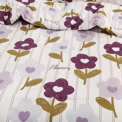 SDIII Purple Floral Comforter Set Full 3 Pieces, Soft Microfiber Lightweight Vintage Floral Comforter Full, Vintage Bedding Set for All Season