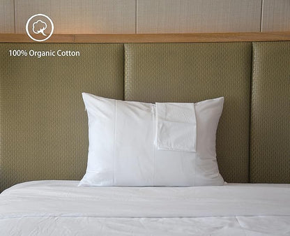 iMaylex Soft 100% Egyptian Cotton Zipper Pillow Case, Cozy and Lightweight Pillowcase, Set of 2, White, Queen, 20" x 30"