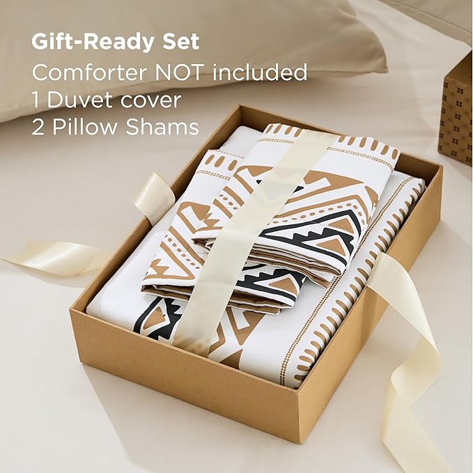 Bedsure Duvet Cover Queen Size - Modern Boho Geometry Floral Duvet Cover Set with Zipper Closure, 3 Pieces Hazel Bedding Set with 8 Corner Ties and 2 Pillow Shams 20"x26"