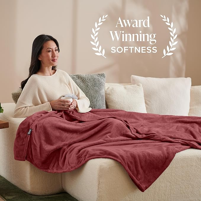 Bare Home Fleece Blanket - Full/Queen - Ultra-Soft Lightweight for Bed, Sofa, and Couch - Luxury Microplush - Cozy Warm Blanket (Full/Queen, Rosewood)