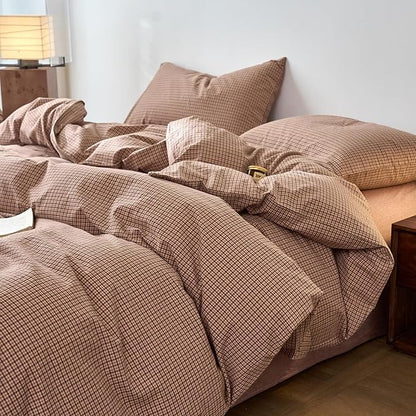 Gingham Twin Bed Duvet Cover Blush Pink Washed Cotton Twin Comforter Cover Plaid Checkered Pattern Boho Duvet Cover Set with Hidden Zipper Cozy Vintage Bedding Set for Girls Duvet Protector