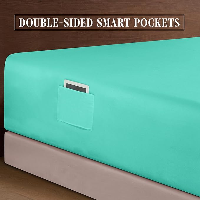 Elegant Comfort Luxurious 1500 Premium Hotel Quality Microfiber 4-Piece Sheet Set, 18-24 Inches Deep - Extra Deep Pocket Sheets - Ultra Soft 4PC Deep Pocket Sheets, California King, Paradise Teal