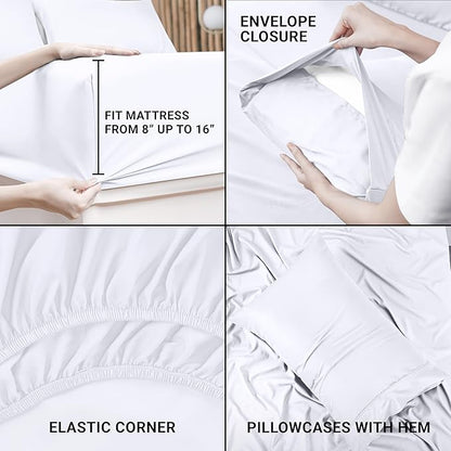 Utopia Bedding Twin Bed Sheets Set - Pack of 2 Sheet Sets - Perfect for Spa, Hotel, & Guest Bedroom - Brushed Microfiber - Shrinkage and Fade Resistant - Easy Care (White)
