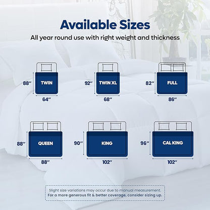 Utopia Bedding Comforters Twin Size, All Season Duvet Insert, Down Alternative Box Stitched Bed Comforter with Corner Tabs, Machine Washable (White)