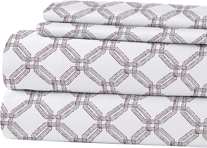 Modern Threads Printed 4-Piece Extra Soft Bedding Sheets & Pillowcase Set, Deep Pocket up to 16 inch Mattress Cara King