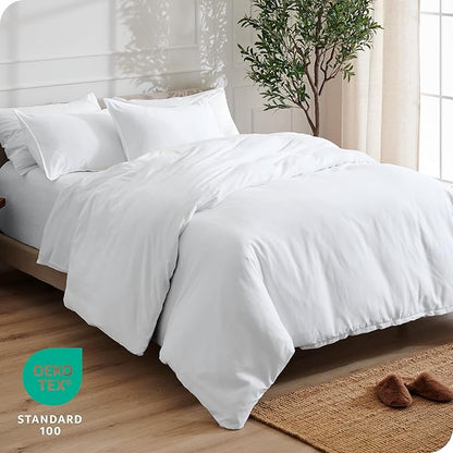 Bare Home Bedding Duvet Cover Oversized King Size - Premium 1800 Super Soft Collection - Lightweight, Cooling Duvet Cover - Soft Breathable Bedding (Oversized King, White)