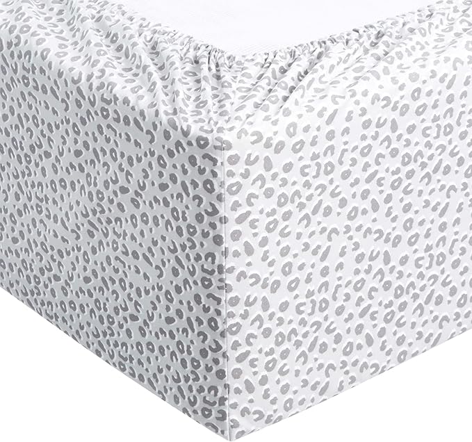Amazon Basics Lightweight Breathable Super Soft Microfiber 4-Piece Bed Sheet Set, Wrinkle Resistant with 14-inch Deep Pockets, Queen, Gray Cheetah, Printed