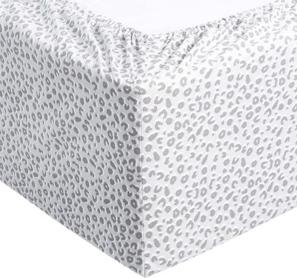 Amazon Basics Lightweight Breathable Super Soft Microfiber 4-Piece Bed Sheet Set, Wrinkle Resistant with 14-inch Deep Pockets, Queen, Gray Cheetah, Printed