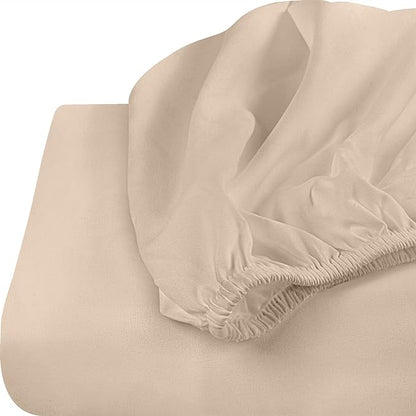 Utopia Bedding Twin XL Fitted Sheets - Bulk Pack of 2 Bottom Sheets - Soft Brushed Microfiber - Deep Pockets - Shrinkage & Fade Resistant - Easy Care (Twin XL, Beige)
