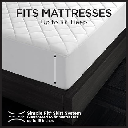 Protect-A-Bed Essential Mattress Pad Twin XL, 100% Waterproof, Dust Mite Barrier Mattress Pad, Breathable & Quiet, Antimicrobial, Fits 11"-18" Mattresses