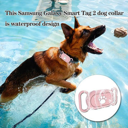 2 Pack Waterproof Dog Collar Holder Compatible with Samsung Galaxy SmartTag2, Silicone GPS Tracker Hidden Loop Holder for Smart Tag2, Anti-Lost Tag2 Case (Pink Blue)