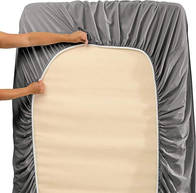 Hearth & Harbor Extra Deep Pocket Sheets - Fits Mattress 18-24 Inches Deep - Extra Deep Pocket California King Size - 6 Piece Cal King Sheets - Cal King, Grey