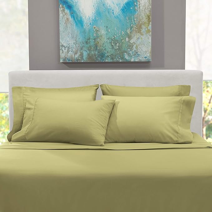 Hearth & Harbor Extra Deep Pocket Sheets - Fits Mattress 18-24 Inches Deep - Extra Deep Pocket California King Size - 6 Piece Cal King Sheets - Cal King, Sage