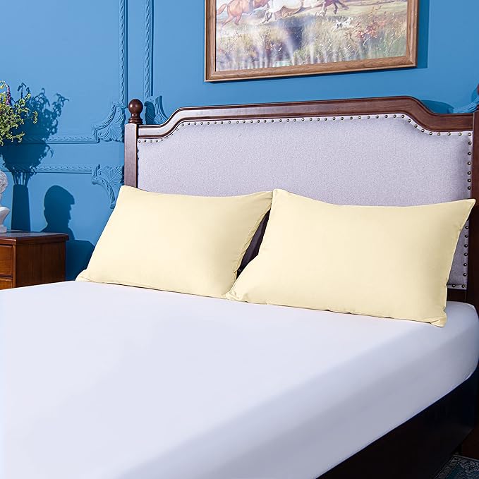 NTBAY King Pillowcase Set - 2 Pack Brushed Microfiber 20x36 Pillowcases - Soft, Wrinkle-Free, Fade-Resistant, Stain-Resistant, Ivory Pillowcases with Envelope Closure - 20x36 Inches, Ivory