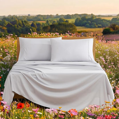 UGG Hedi King Sheet Set 4-Piece Luxury Cooling Sheets Deep Pockets Premium Bedding with 2 Pillow Shams Hypoallergenic Machine Washable Soft Lightweight Bed Set for Bedroom, King, Stone Grey