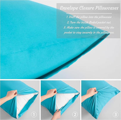 NTBAY Body Pillow Cases Set of 2, 2 Pack Brushed Microfiber 20x54 Pillow Cases, Soft, Wrinkle, Fade, Stain Resistant Blue Pillow Cases with Envelope Closure, 20x54 Inches, Blue