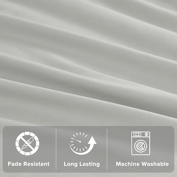 Comfort Spaces Extra Deep Pocket, 100% Cotton King Fits up to 24" Mattress, Breathable, Naturally Cool Cotton, Soft Cotton Sheets, All Seasons Sheet Set, Grey 4 Piece