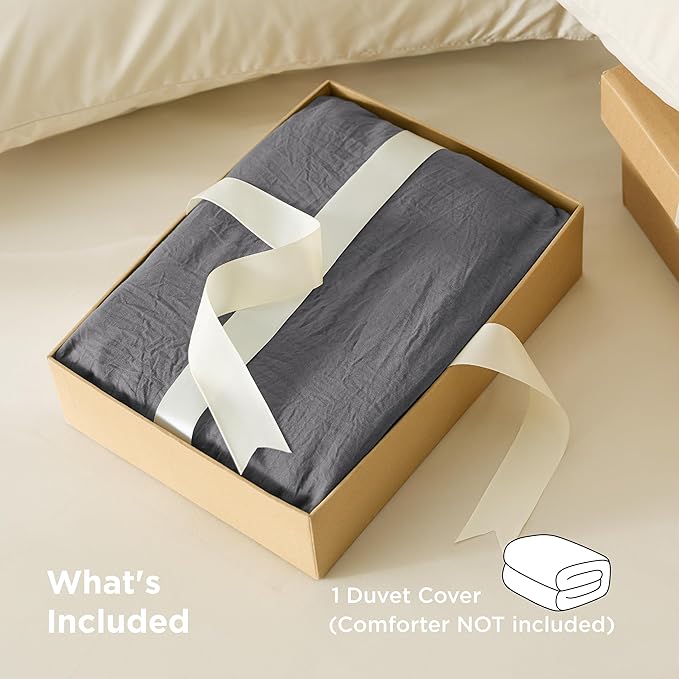Bedsure Dark Grey Duvet Cover King Size Only - Prewashed Cotton-Like Polyester Extra Soft All Season Bedding, Includes 1 Duvet Cover 104x90 Inches with Zipper Closure, Comforter Not Included