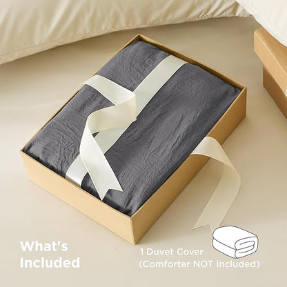 Bedsure Dark Grey Duvet Cover Queen Size Only - Prewashed Cotton-Like Polyester Extra Soft All Season Bedding, Includes 1 Duvet Cover 90x90 Inches with Zipper Closure, Comforter Not Included