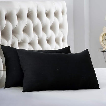 Evolive Ultra Soft Brushed Microfiber Standard Size 20"x30" Pillowcases Pair Set of 2 with Envelope Closure (20"x30" Standard, Black)